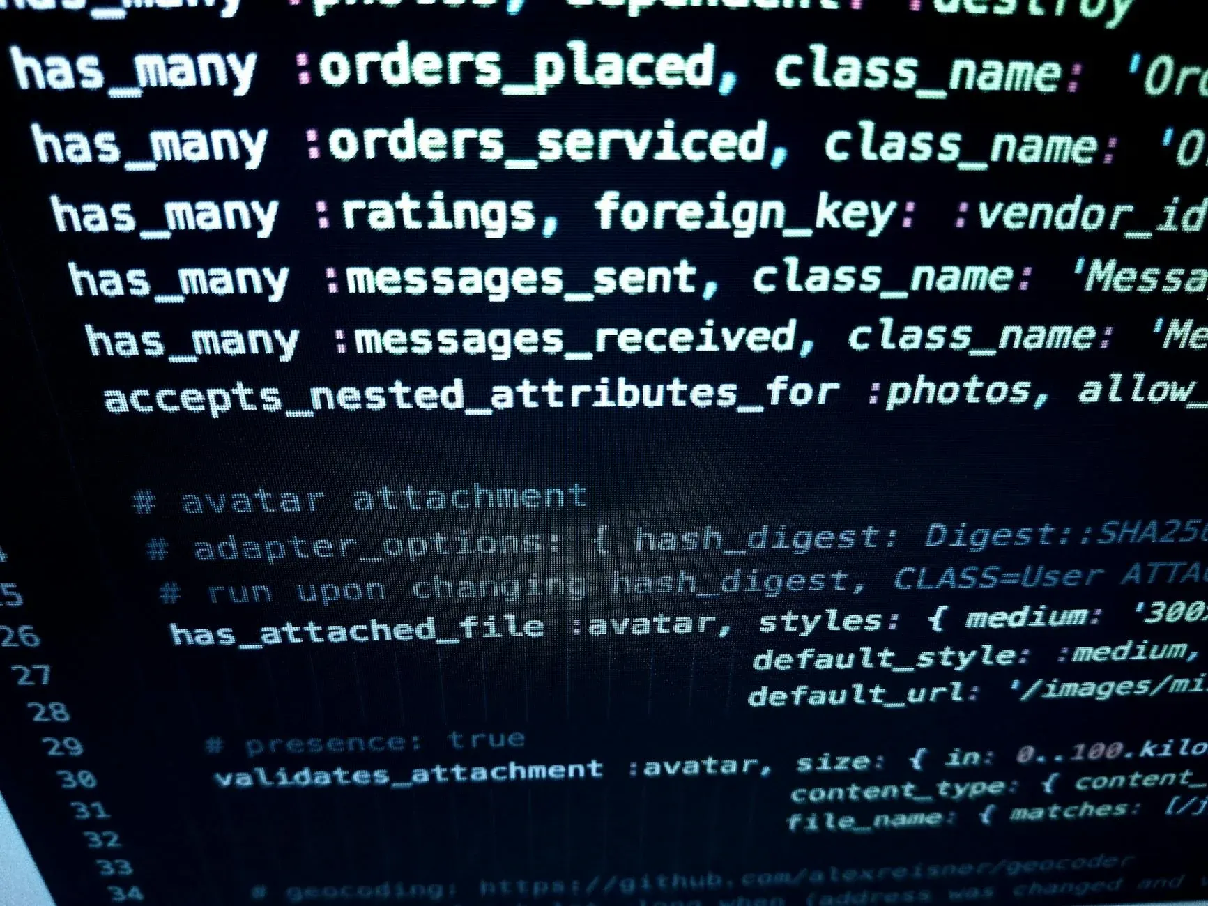 Computer screen showing lines of code: server management and debugging